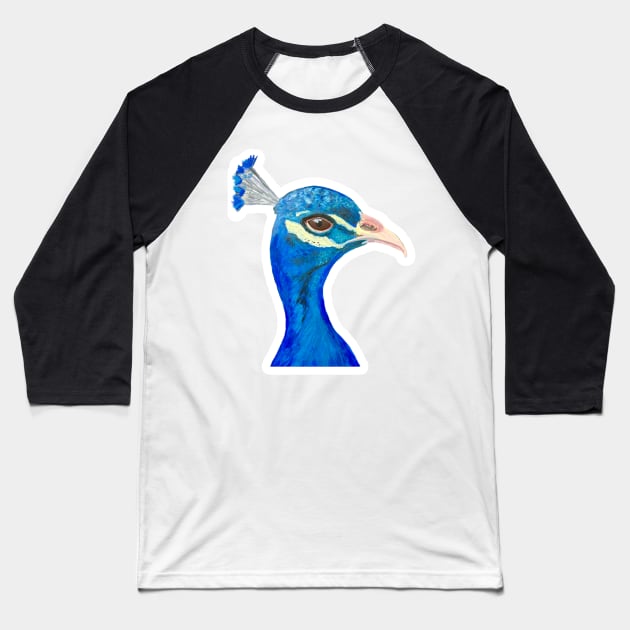 Acrylic painting Peacock sticker Baseball T-Shirt by Judinart